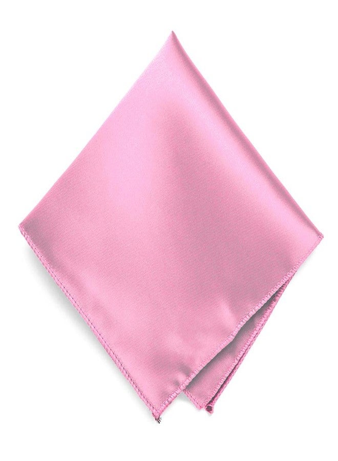 tiemart Pink Solid Color Pocket Square - Image 1